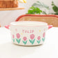 Kawaii pink Flower Ramen Bowl sitting on countertop