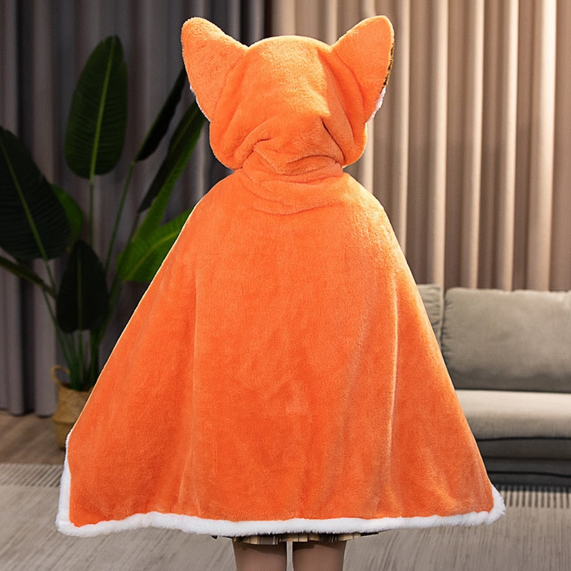 Back View of Kawaii Fox Blanket Hoodie