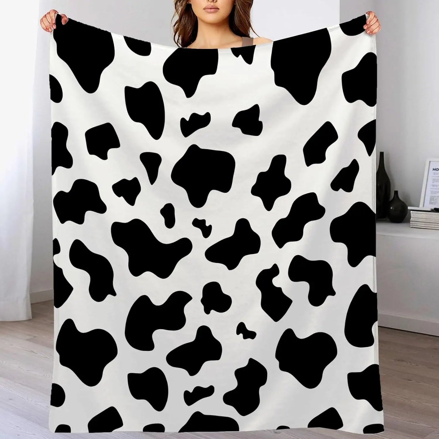 Kawaii Cow Print Flannel Blanket