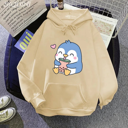 Penguin Loves Boba Tea Hoodie