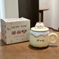 Yellow Kawaii Animal Pudding Ceramic Mug sitting on a countertop