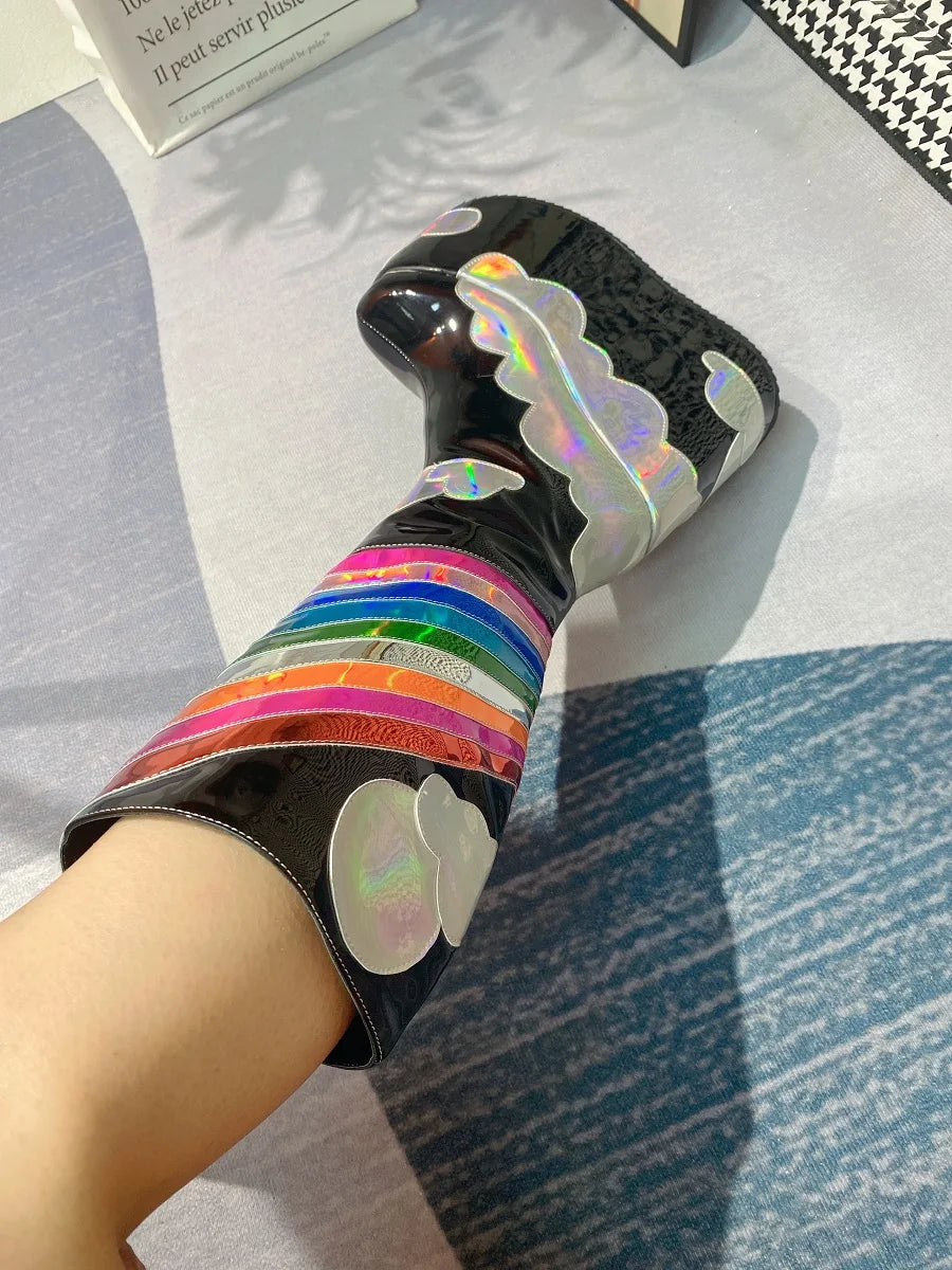 Rainbow Clouds Platform Boots