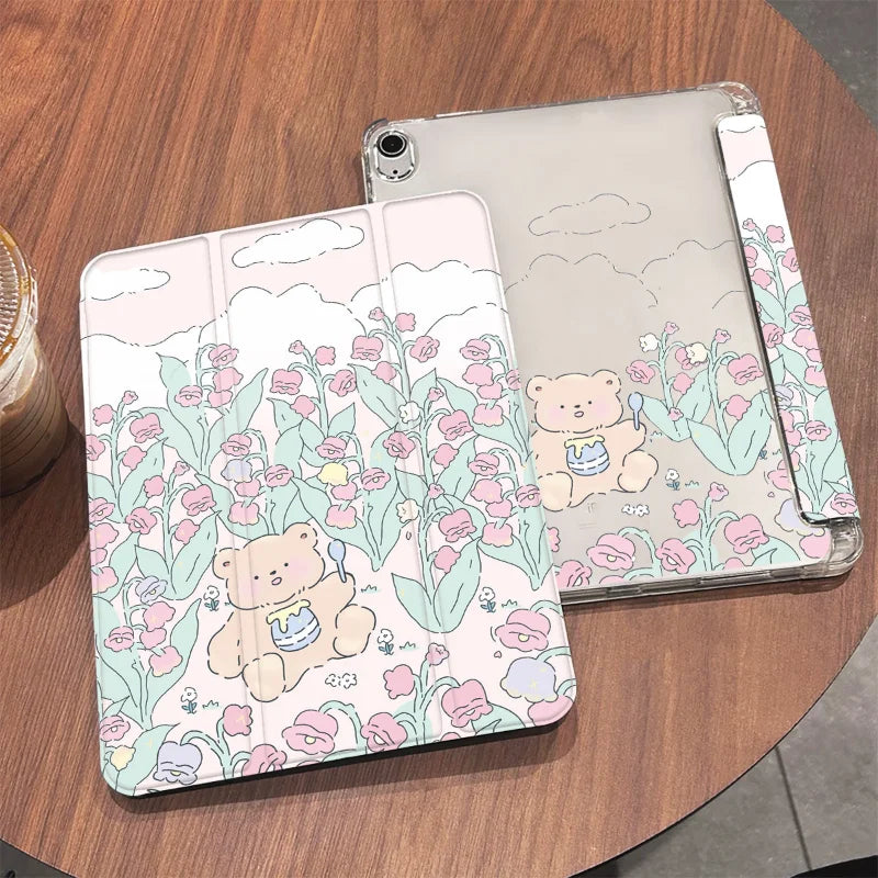 Kawaii Flower Honey Bear iPad Case