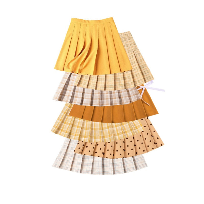 Yellow and Orange Pleated Skirts