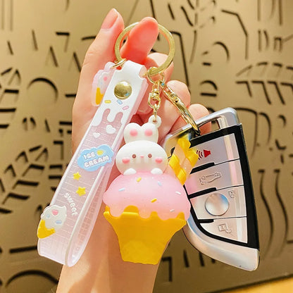 Ice Cream Bunny Key Chain