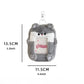 Plush keychain with dimensions displayed on a white background