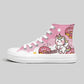 Side view of Kawaii Pink and White Unicorn Canvas Sneakers 