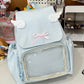 Kawaii Polka Dot Backpack front view in light blue 