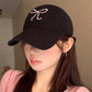 Sweet Bow Embroidery Baseball Hat in Black