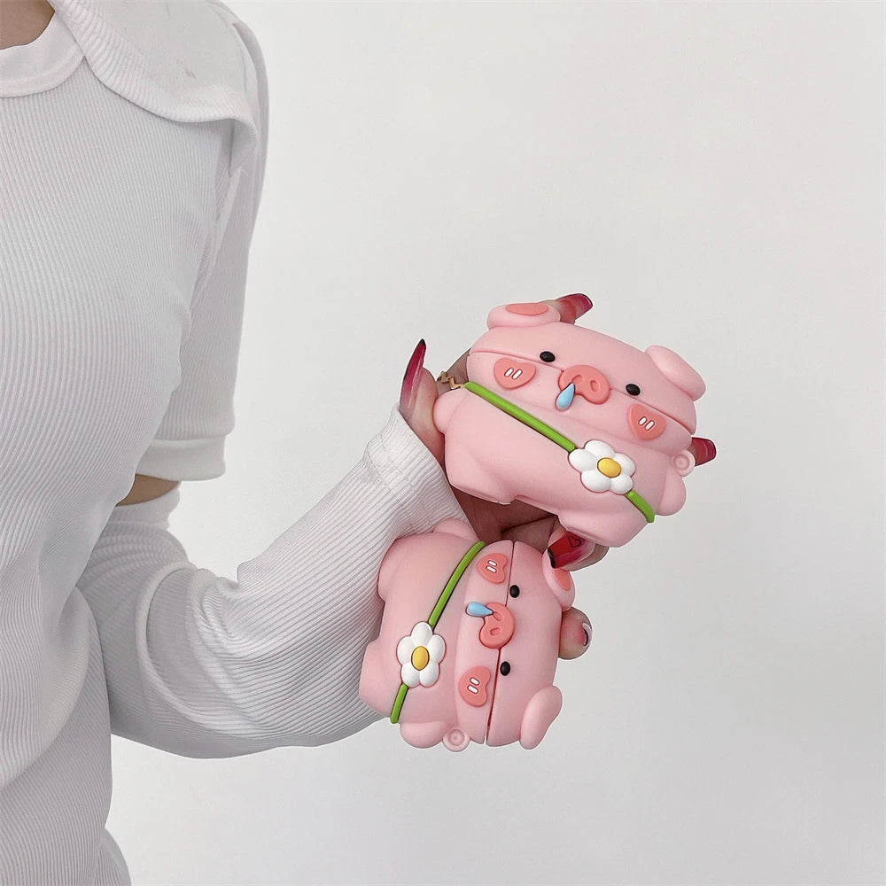 Kawaii Daisy Pig AirPods Case