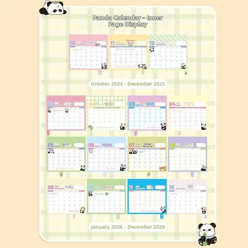 Inside of the Kawaii Panda 2026 Desk Calendar