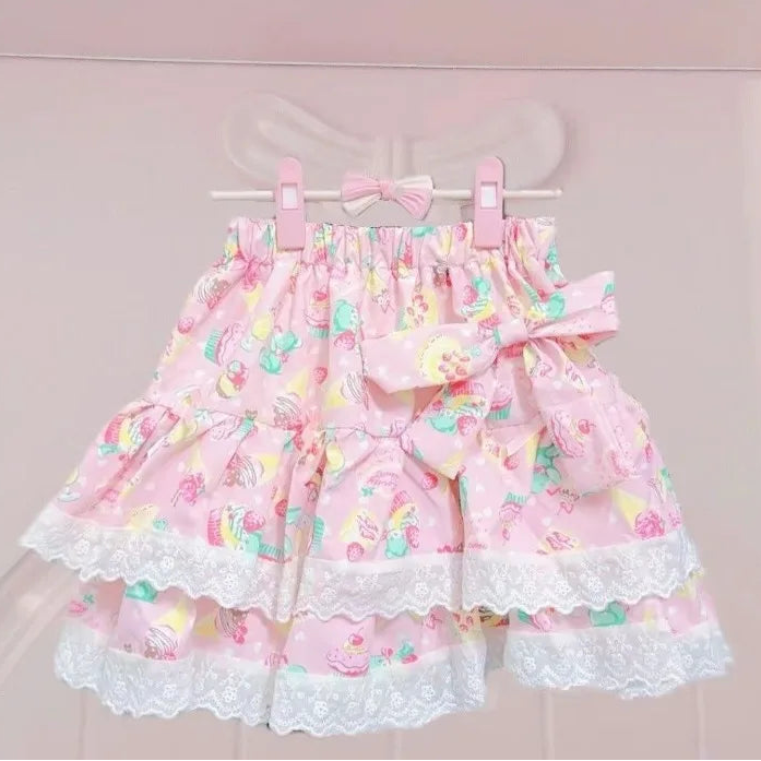 Pink skirt with floral pattern on a pink background