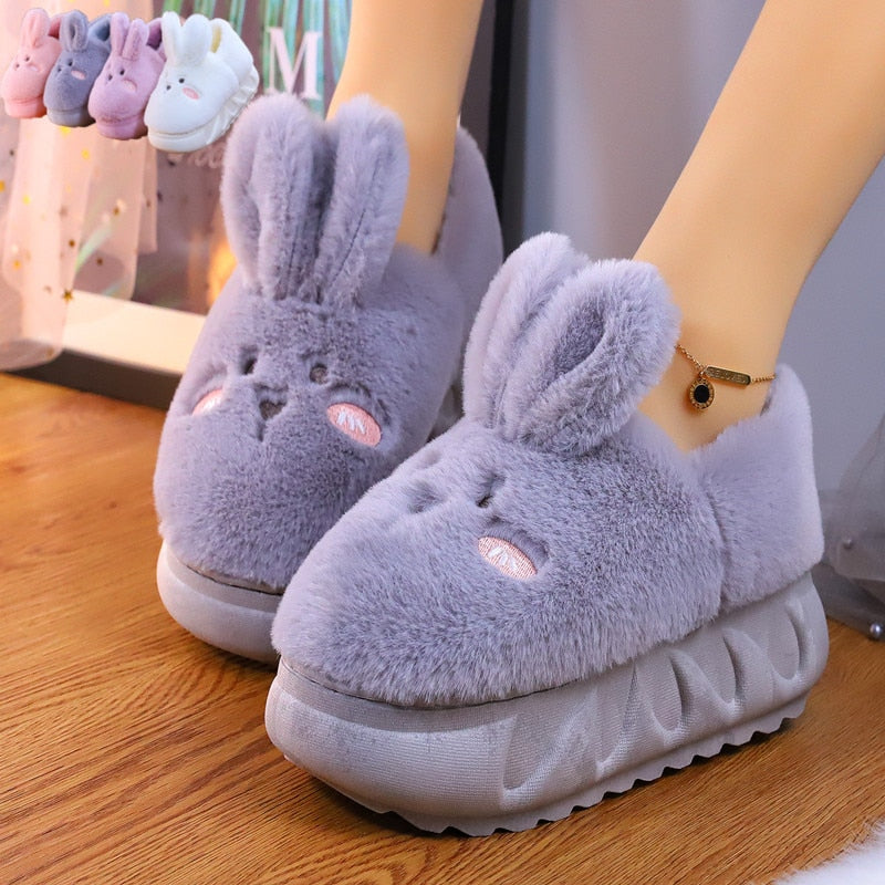 Kawaii Grey Plush Bunny Platform Slides