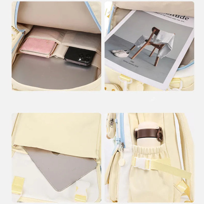 Happy days 3 piece set, showing storage spaces inside bag