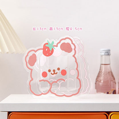 Kawaii Acrylic Strawberry Bear Pen Holder