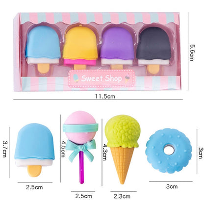 Kawaii Yummy Ice Cream Erasers Set Dimensions