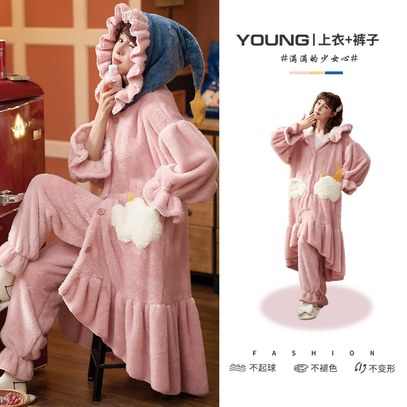 Cute Hooded Robe Winter Pajamas