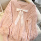 Kawaii Sweet V-Beck Bow Sweater in Pink