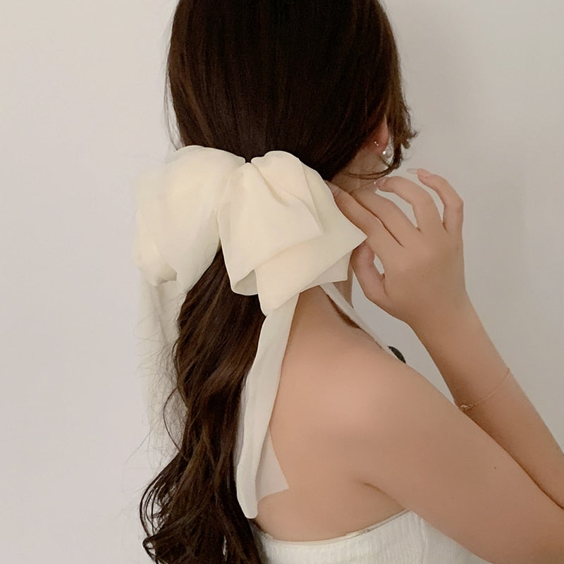 Large Chiffon Barrette Bow