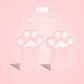 Two pink paw-shaped bookends on a pink background with 'PINK' text.