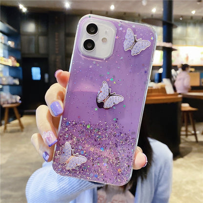 Kawaii Purple Glitter Butterfly iPhone Case