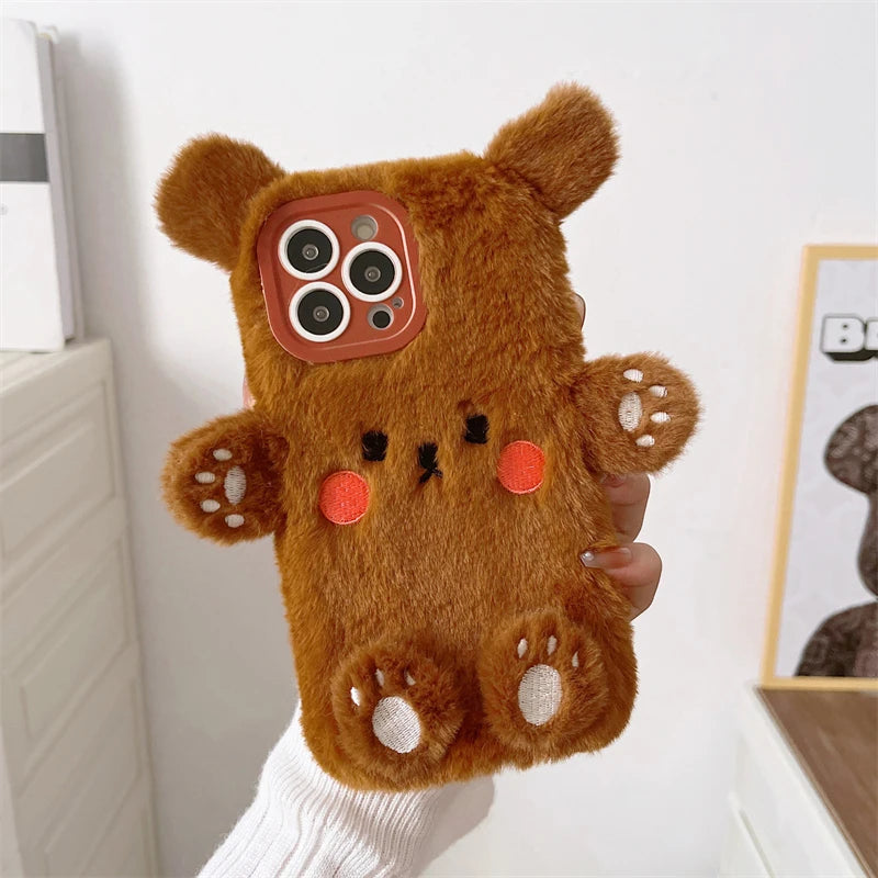 Brown Kawaii Soft Plush Bear iPhone Case