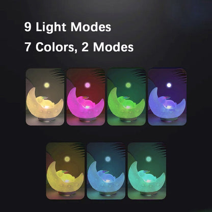 Kawaii Moon Bunny Night Light Speaker Color  Modes