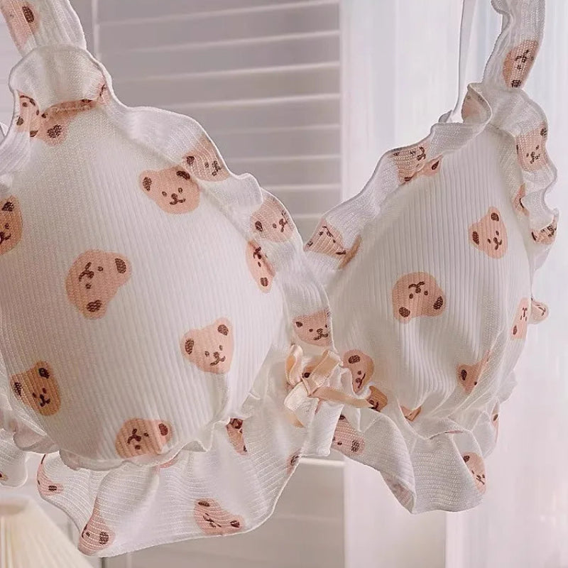 Front View of Kawaii Cute Bear Underwear Set