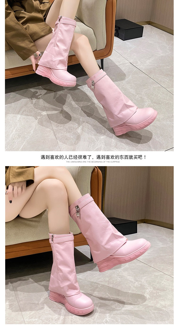 Pink hotsell wedge boots