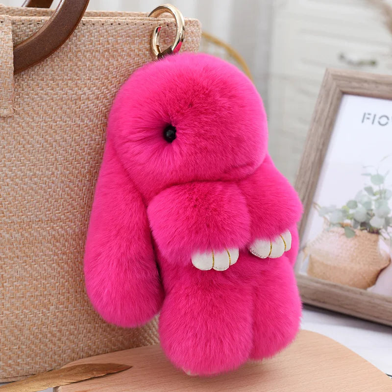 Fluffy Bunny Plushie Keychains