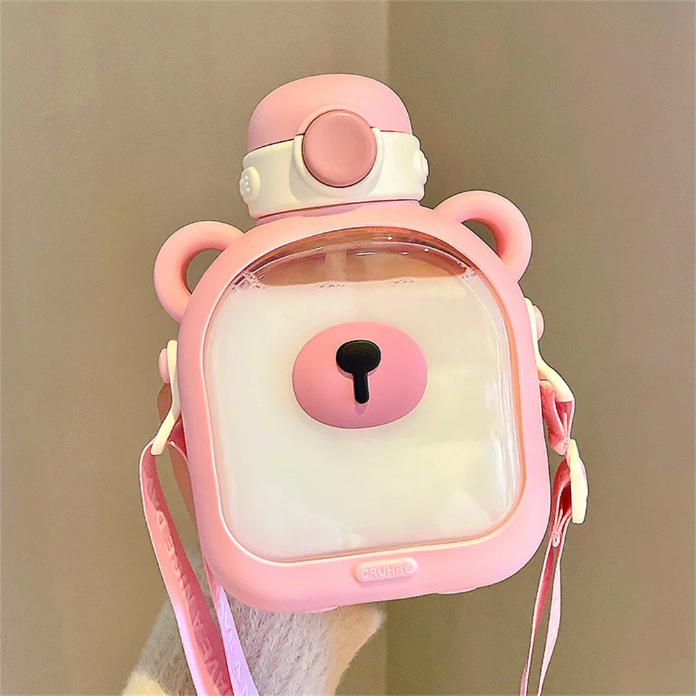 Kawaii Bear Water Bottle in Pink