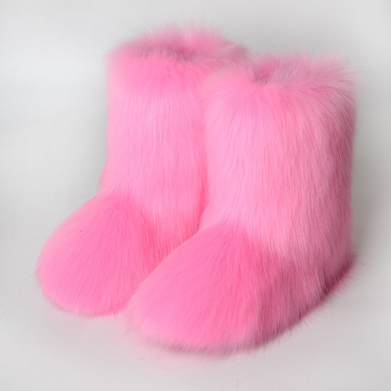 Kawaii Funky Furry Boots in Pink
