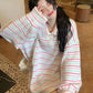 Kawaii Collared Rainbow Striped Sweater