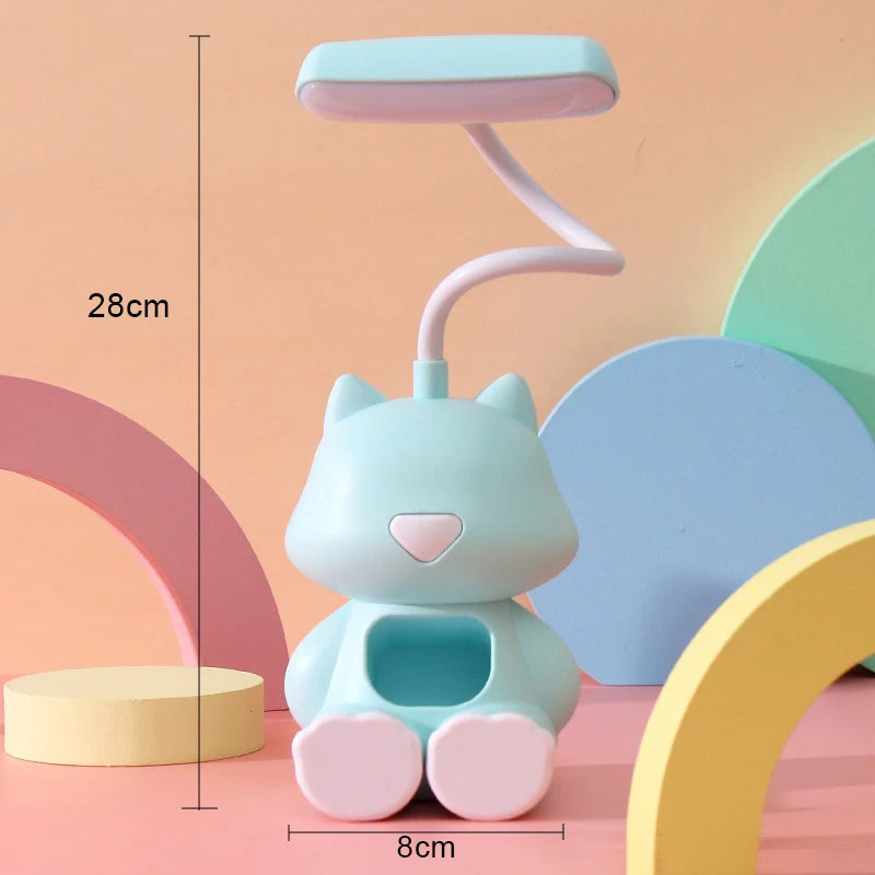 Kawaii Cat Felxible Desk Lamp in Green