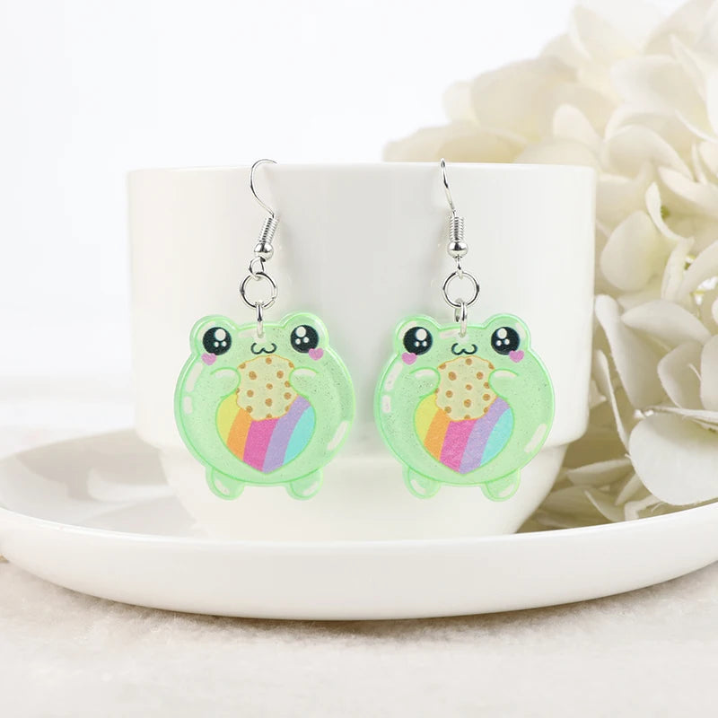 Kawaii Frog Acrylic Earrings