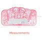 Pink cartoon axolotl themed mouse pad with measurements on a white background