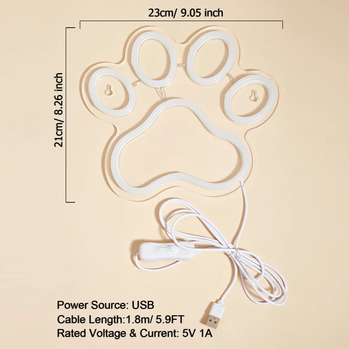 Kawaii Cat Paw Neon Light