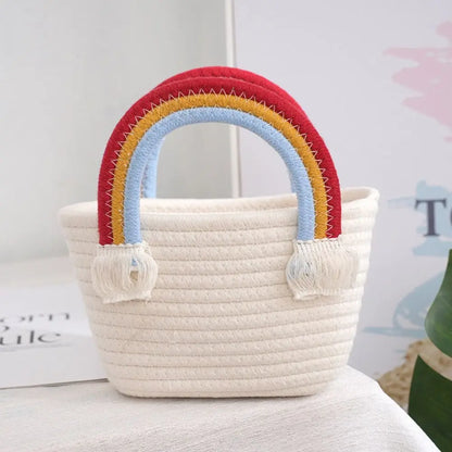 Rainbow Handle Tote Handbag