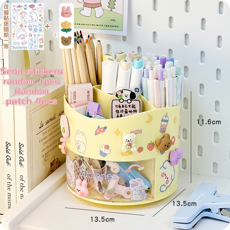 Kawaii Rotating Pen Holder in Yellow