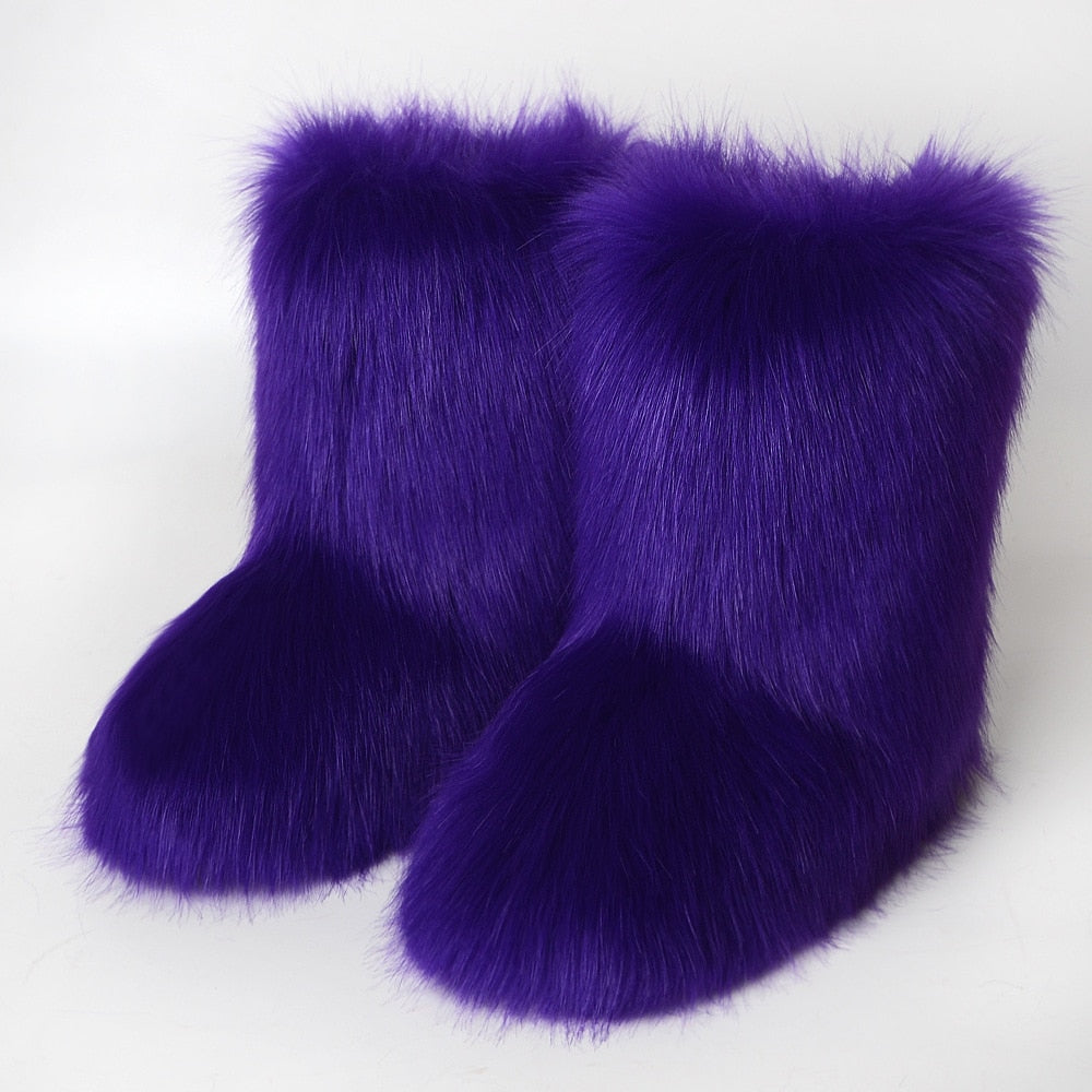 Purple fur boots best sale