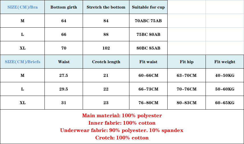 Kawaii Plush Teddy Bear Underwear Size Chart
