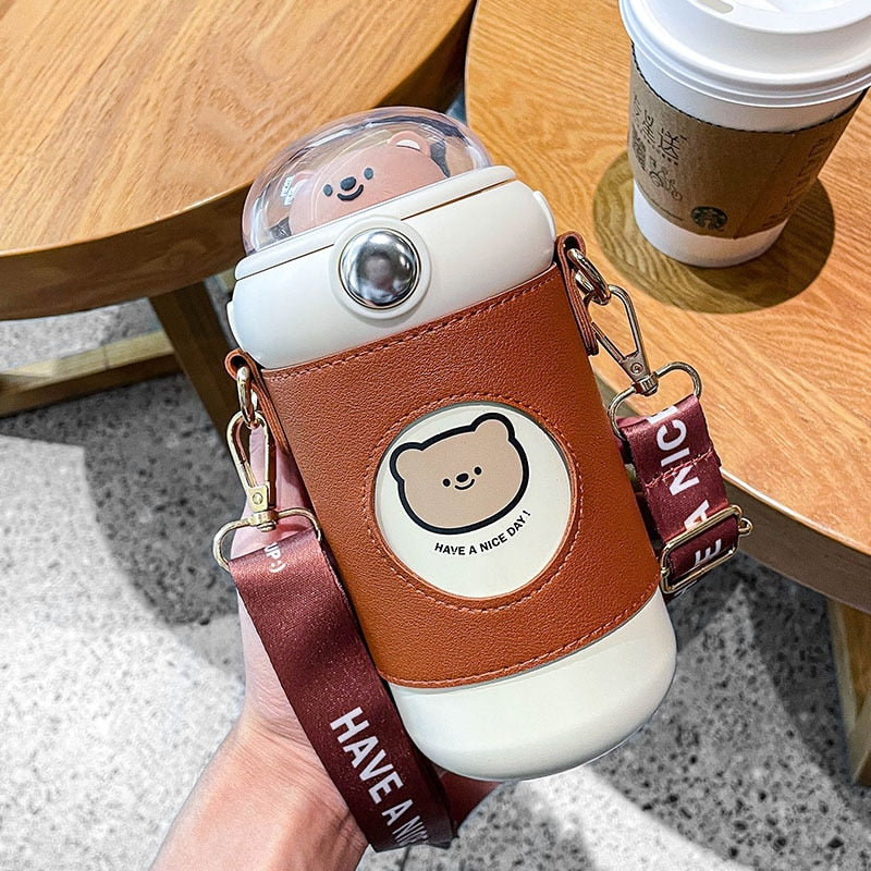 Cute Bear Thermos Water Bottle