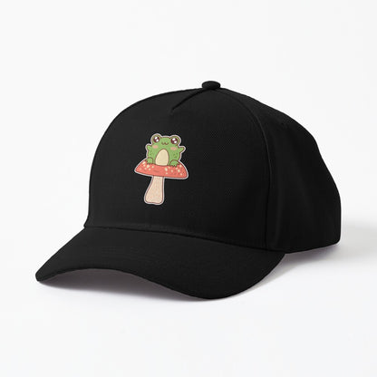 Kawaii Black Mushroom Frog Hat