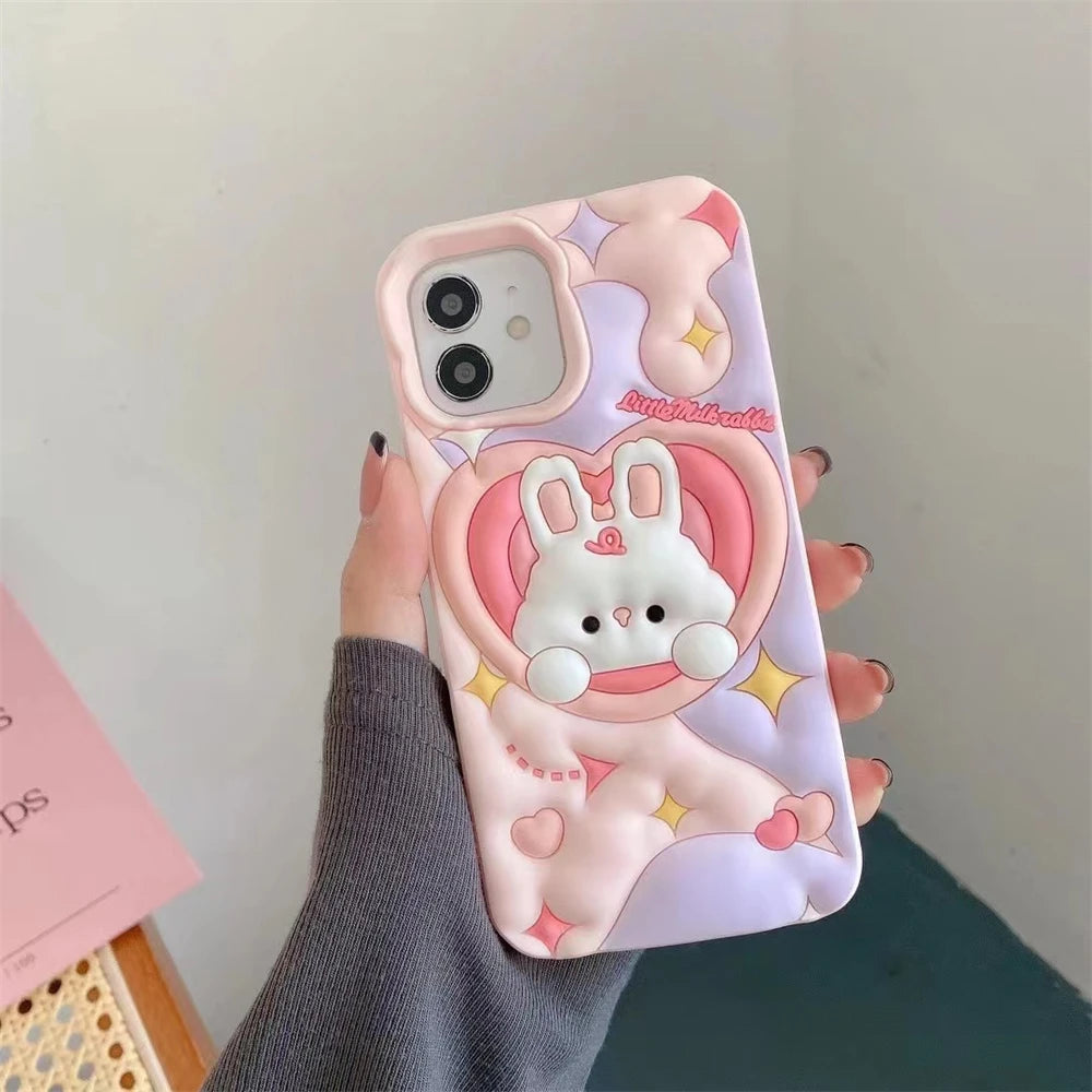Kawaii Pink Heart Bunny iPhone Case