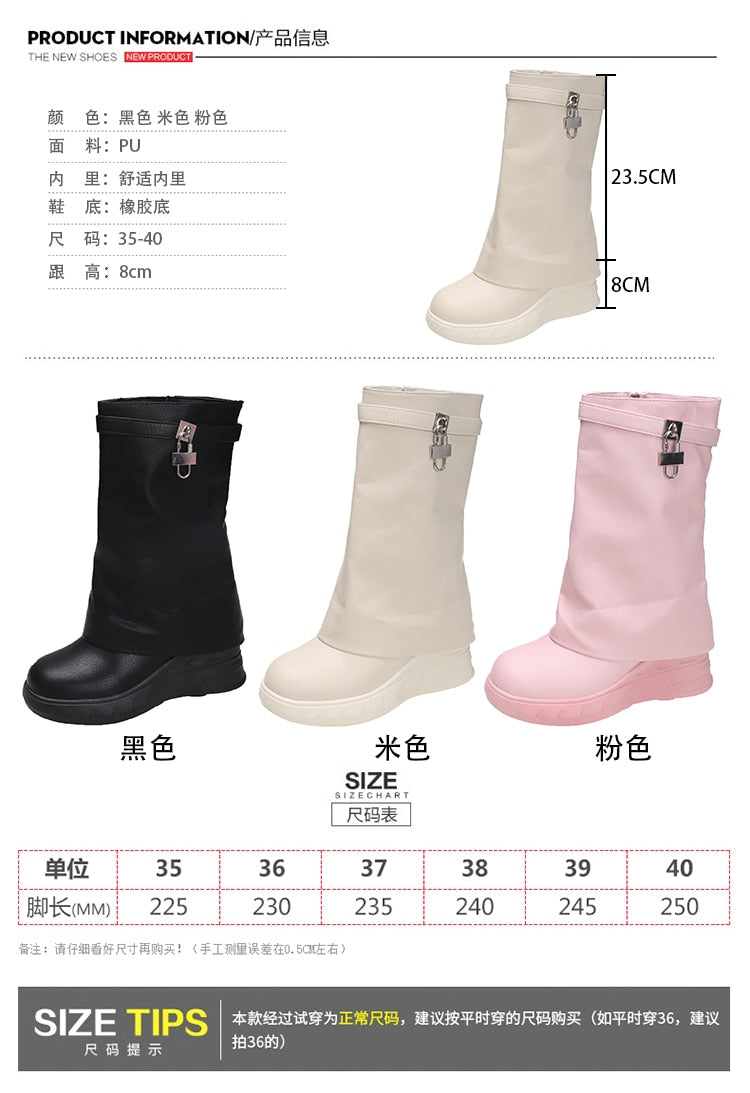 Kawaii Pink Wedge Boots
