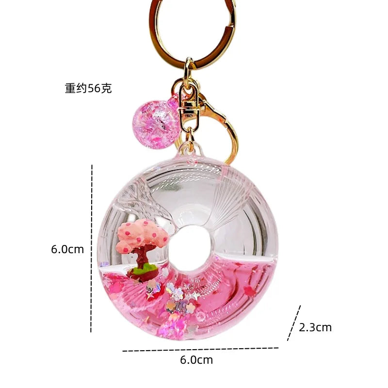 Cherry Blossom Tree Glitter Keychain