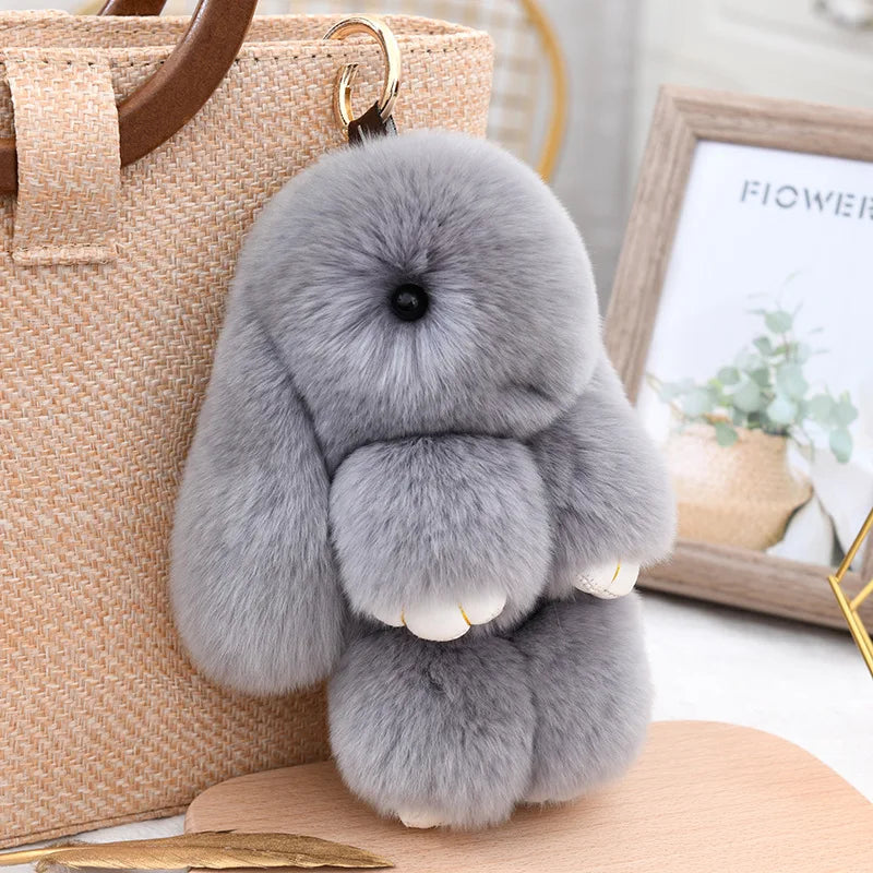 Fluffy Bunny Plushie Keychains