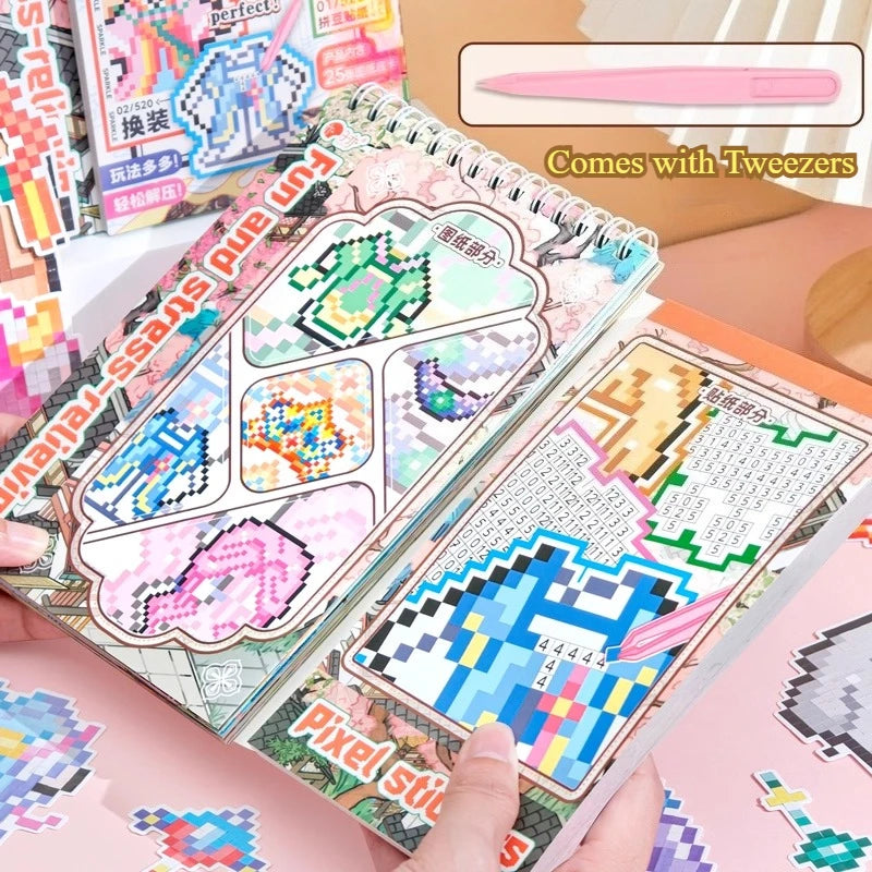 ZIYI Dress Up Pixel Art Stickers with included  tweezers 