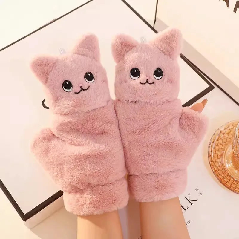 Kawaii Cat Plush Mittens