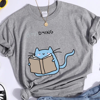 "(STU)DYING" Cat Graphic T-Shirt